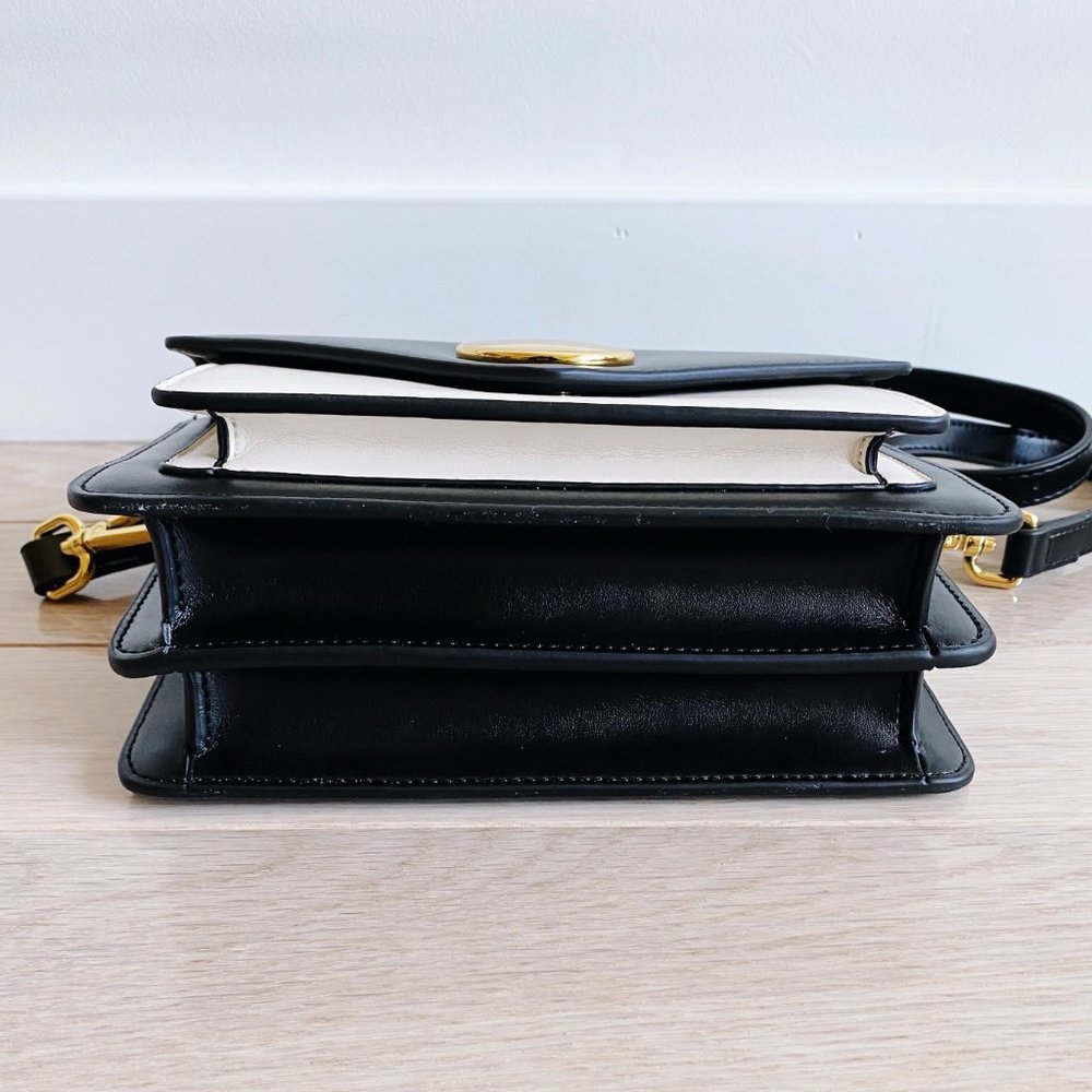 The June Genuine Leather Satchel - Black/White - Picture 3 of 13